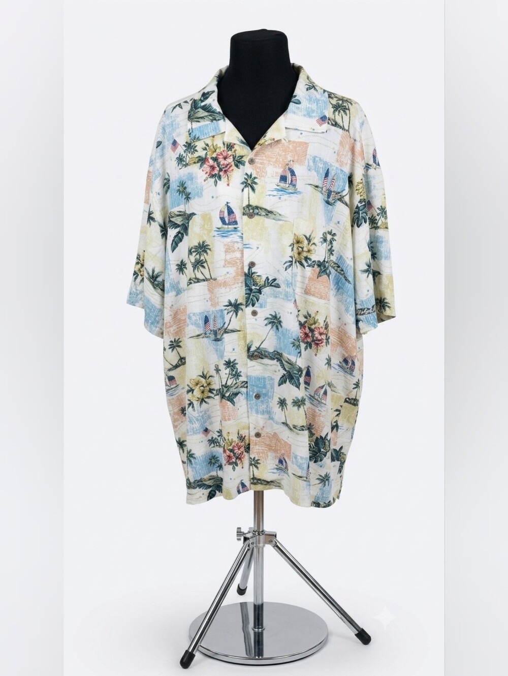 Ocean & Coast Mens 3XLT Hawaiian Aloha Shirt Rayon Sailboat Surf Tropical